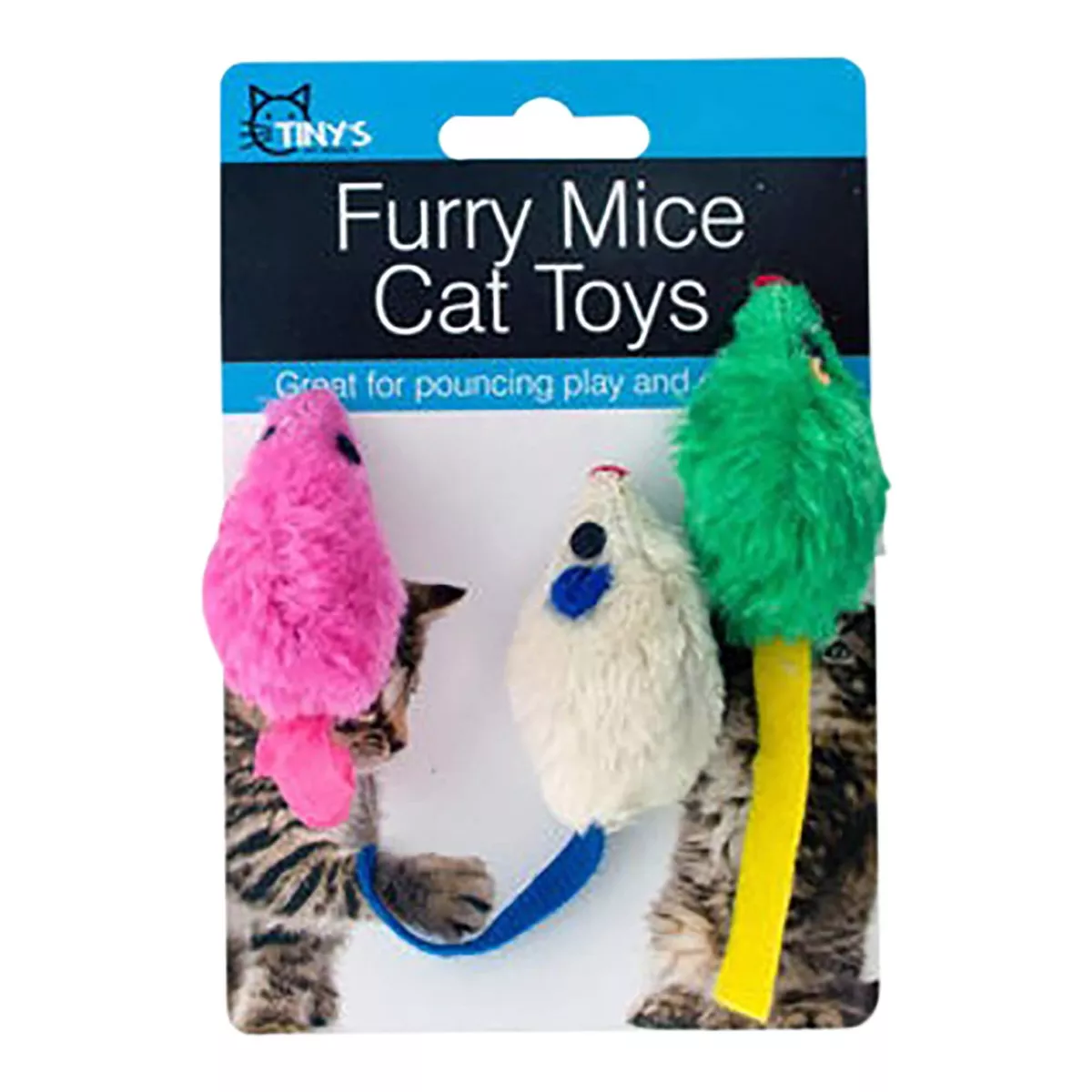 4" Furry Mice Cat Toys, Assorted Colors, 3 Pack