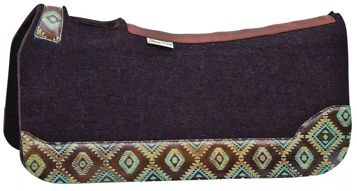 5 Star Turquoise Brown Aztec Western Saddle Pad, 30" x 30"