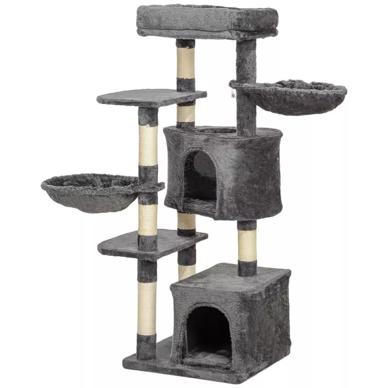 52.5″ Cat Tree Tower, Scratching Posts, Condos, Bed, Dark Grey