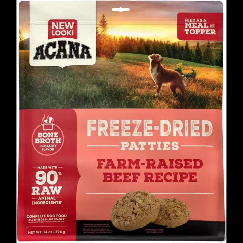 Acana Beef Recipe Patties Grain-Free Freeze-Dried Dog Food & Topper 14-oz