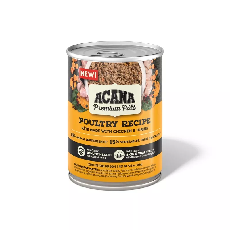 ACANA Premium Pate Wet Dog Food Poultry Recipe in Bone Broth, 12.8oz