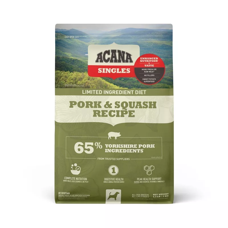 ACANA Singles Limited Ingredient Diet Grain-Free High Protein Pork & Squash Dry Dog Food, 4.5 lbs.