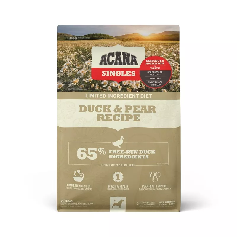 Acana Singles Limited Ingredient Dry Dog FoodGrain FreeHigh ProteinDuck & Pear4.5lb