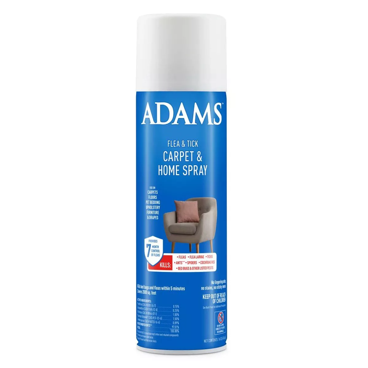 ADAMS Flea & Tick Carpet & Home Aerosol Spray, 7-Month Flea Protection, Treats Up to 2K Sq Ft, 16 oz