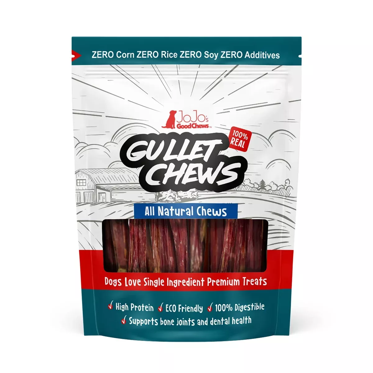 All-Natural Beef Gullet Stick Dog Treats – Delicious & Nutritious, Healthy Chews – 6 Inches (25/case)