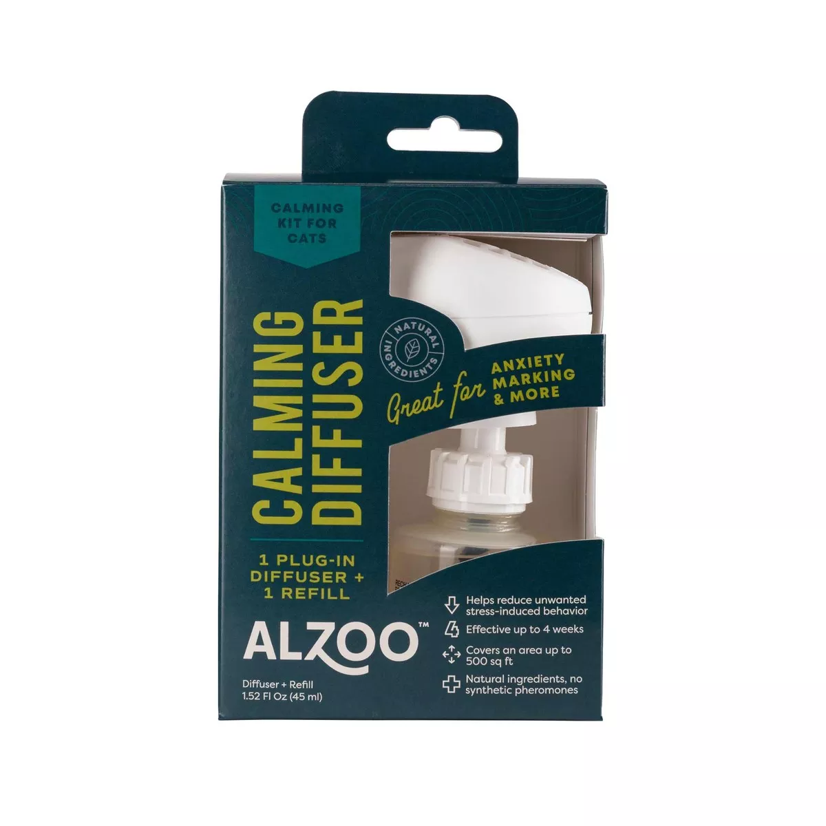 ALZOO Natural Plant-Based Calming Plug-In Home Diffuser Kit & Refills for Cats