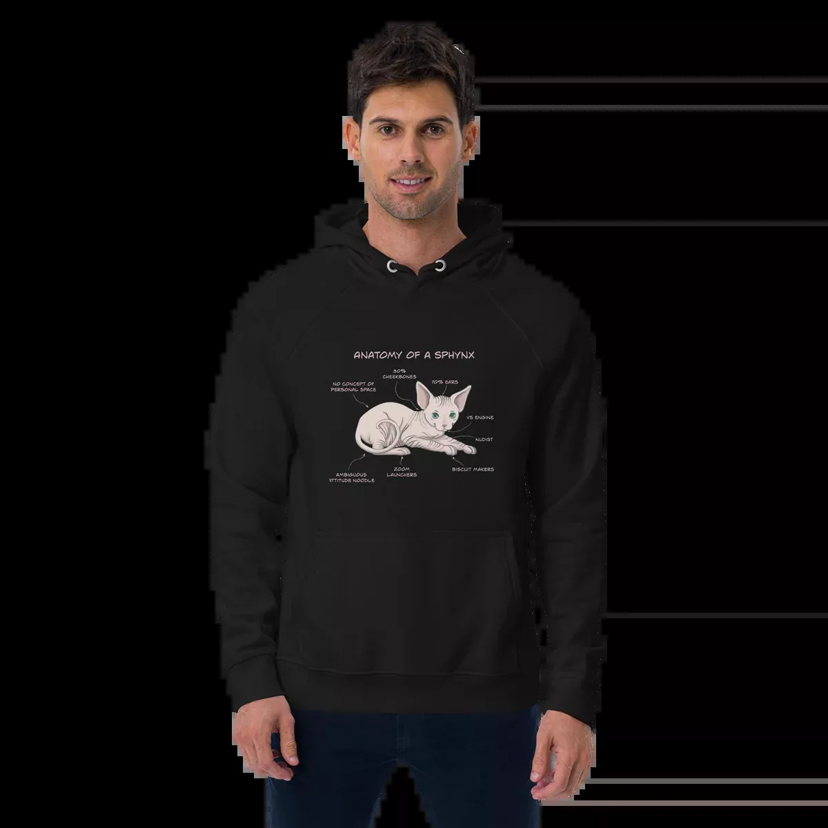 "ANATOMY OF A SPHYNX" UNISEX ECO HOODIE