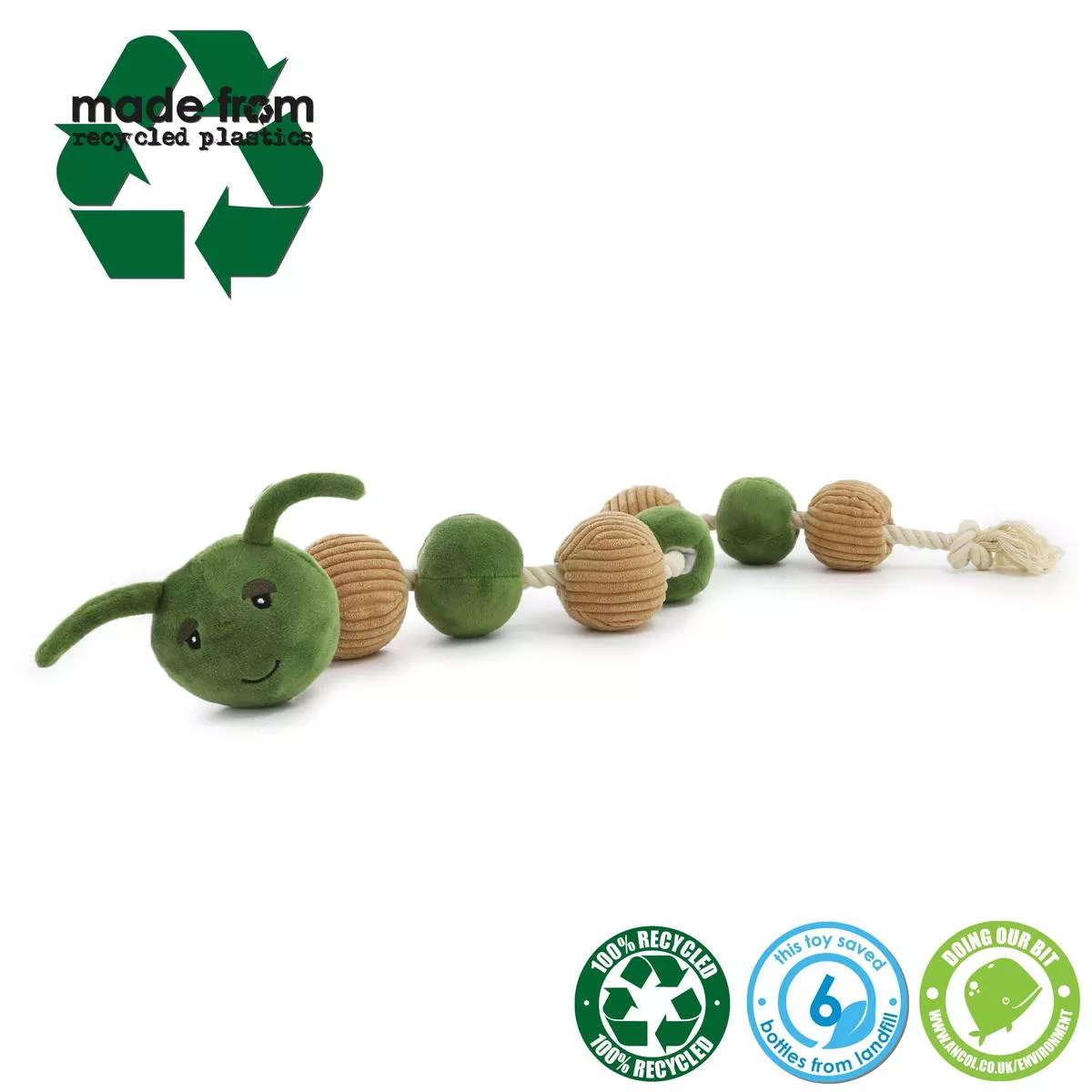 Ancol 75cm Eco-Friendly Recycled Caterpillar Dog Toy