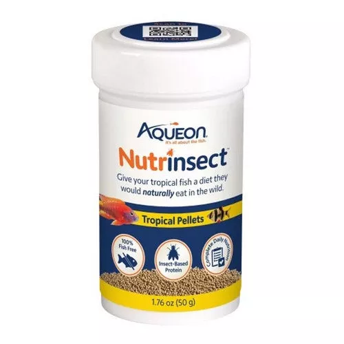 Aqueon, Nutrinsect Fish Free Fish Food Tropical Pellets, 1.76 Oz