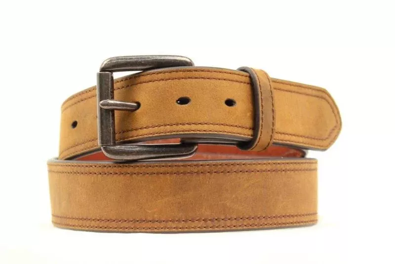 Ariat Men Distressed Double Stitch Logo Belt 32 Br