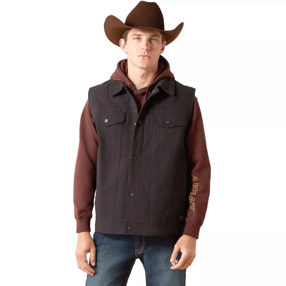 Ariat Men's Canvas Rancher Vest Insulated Flannel-Lined Western Outdoor Vest