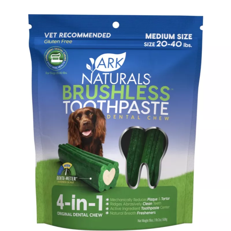 Ark Naturals Brushless Toothpaste Dog Chew, Medium (20-40lbs)