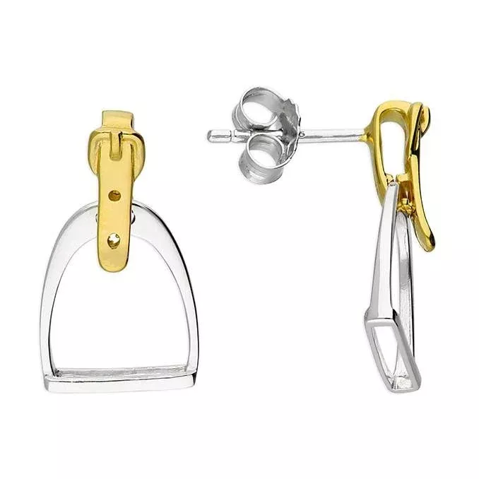 AWST Two-Tone English Stirrup Earrings