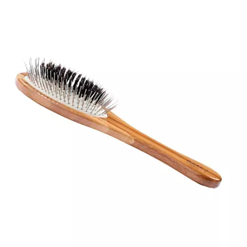 Bass Brushes The Hybrid Groomer - Dark Bamboo Oval Brush