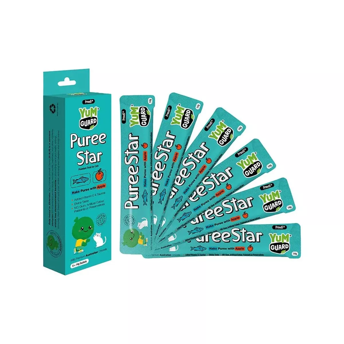[BBD 8/OCT] YUMGUARD Puree Star Hake with Apple Cat Treats 6x14g
