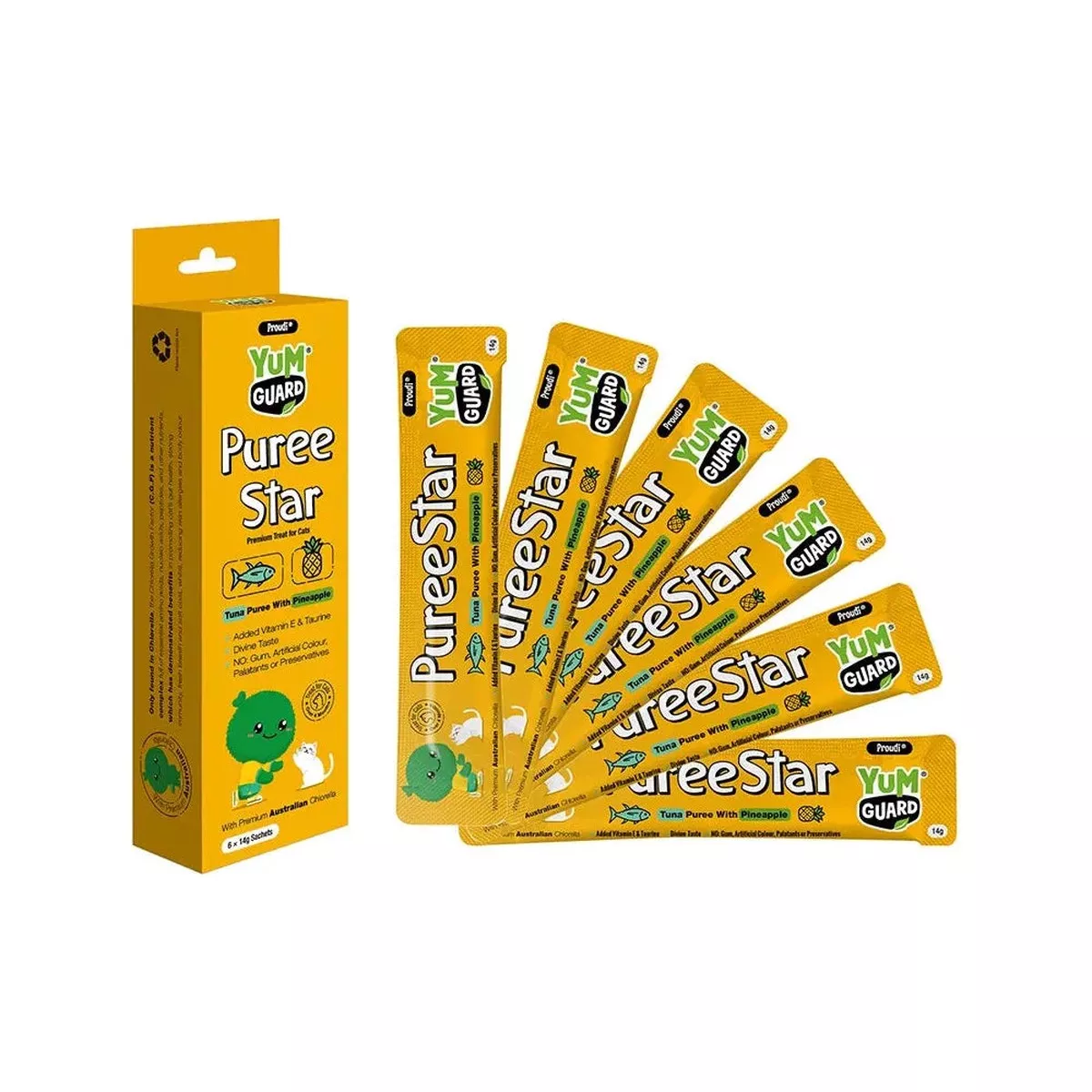 [BBD 8/OCT] YUMGUARD Puree Star Tuna with Pineapple Cat Treats 6x14g