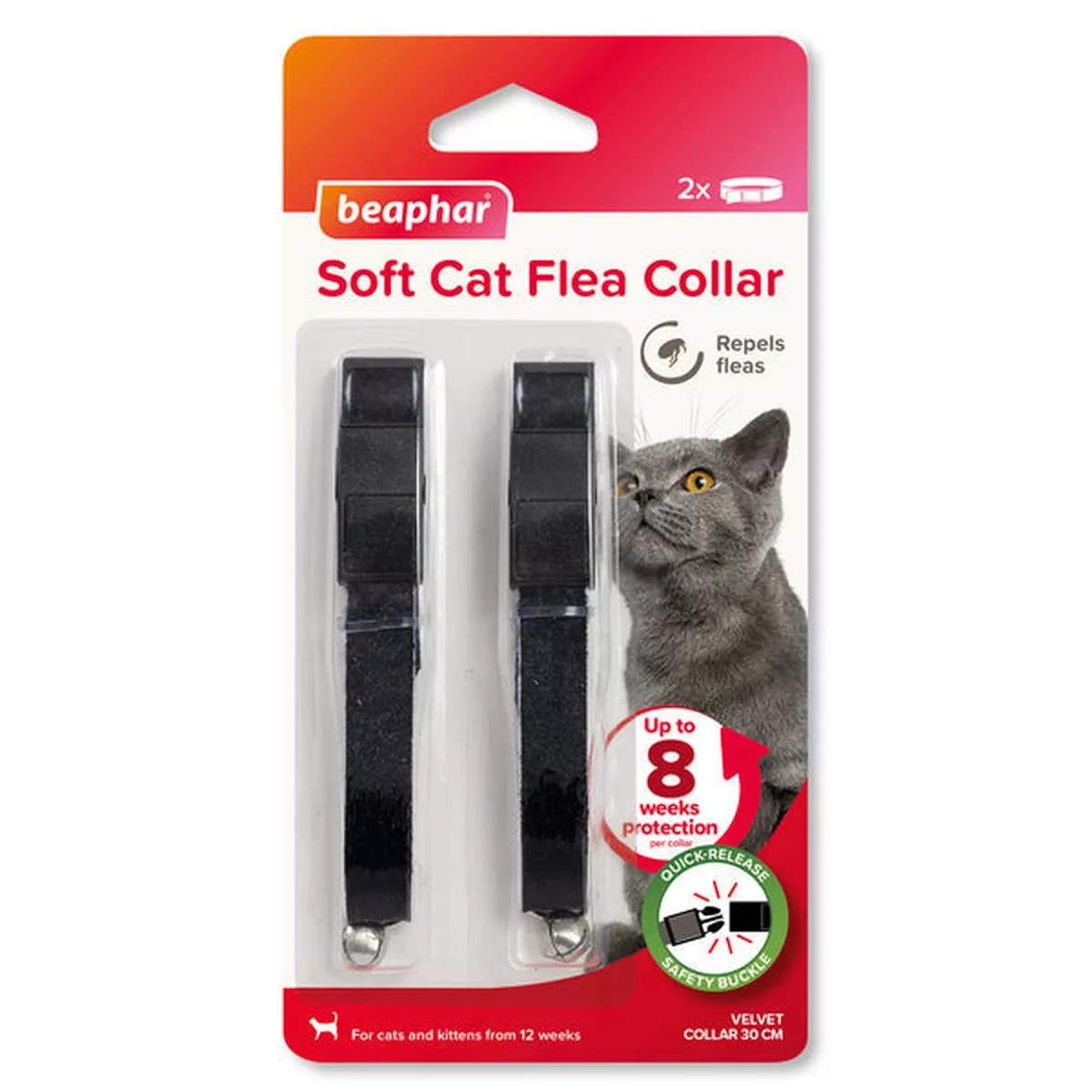 Beaphar Soft Velvet Flea Collar for Cats Twin Pack 30cm
