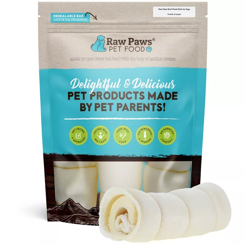Beef Cheek Rolls for Dogs, 6-inch – 4-ct