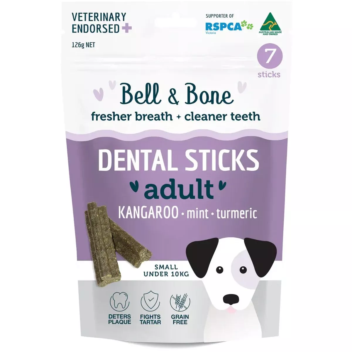 Bell and Bone Dog Dental Sticks - Kangaroo, Mint and Turmeric