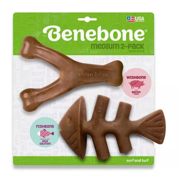 Benebone Medium Wishbone & Fishbone Dental Chews - 2-Pack