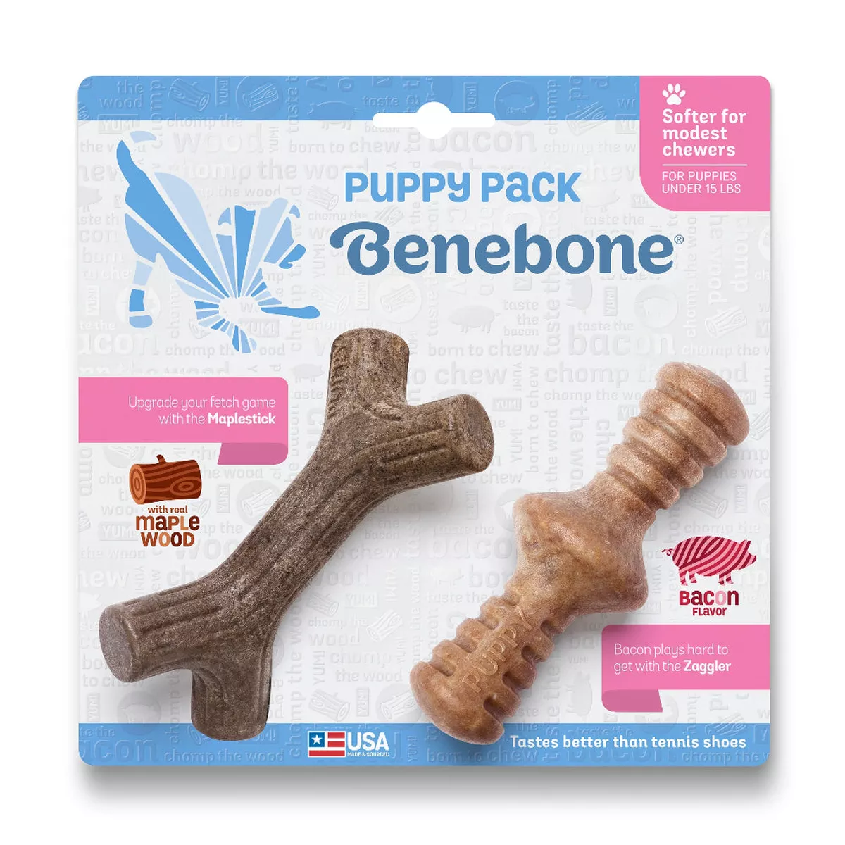 Benebone Puppy 2PK Maplestick / Zaggler Bacon