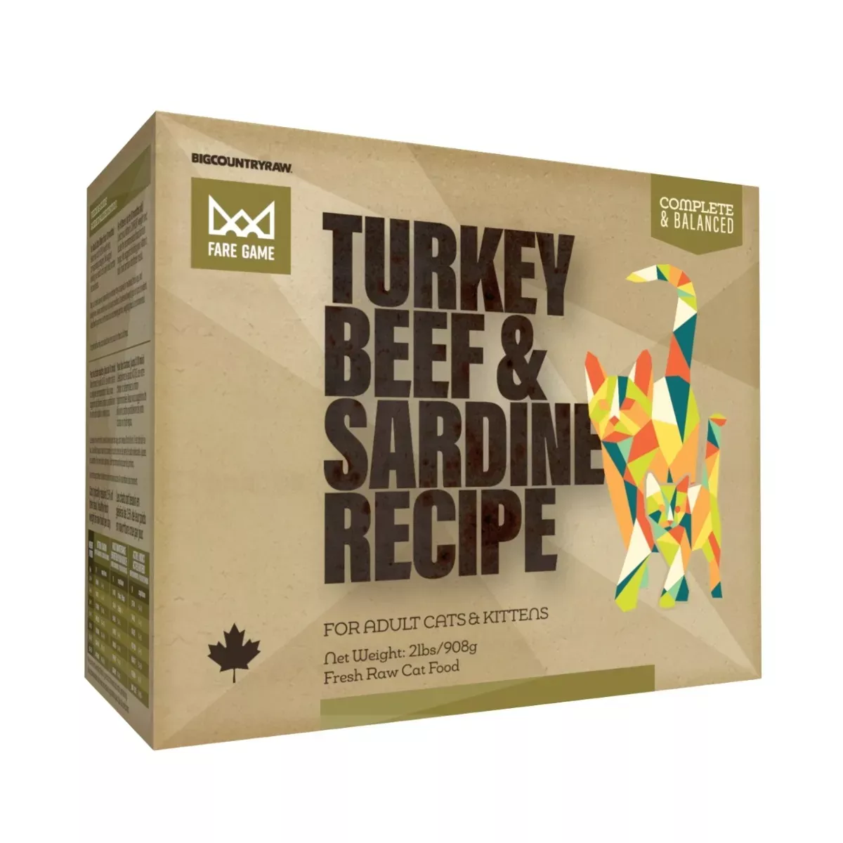 Big Country Raw Fare Game for Cats - Turkey, Beef & Sardine Recipe