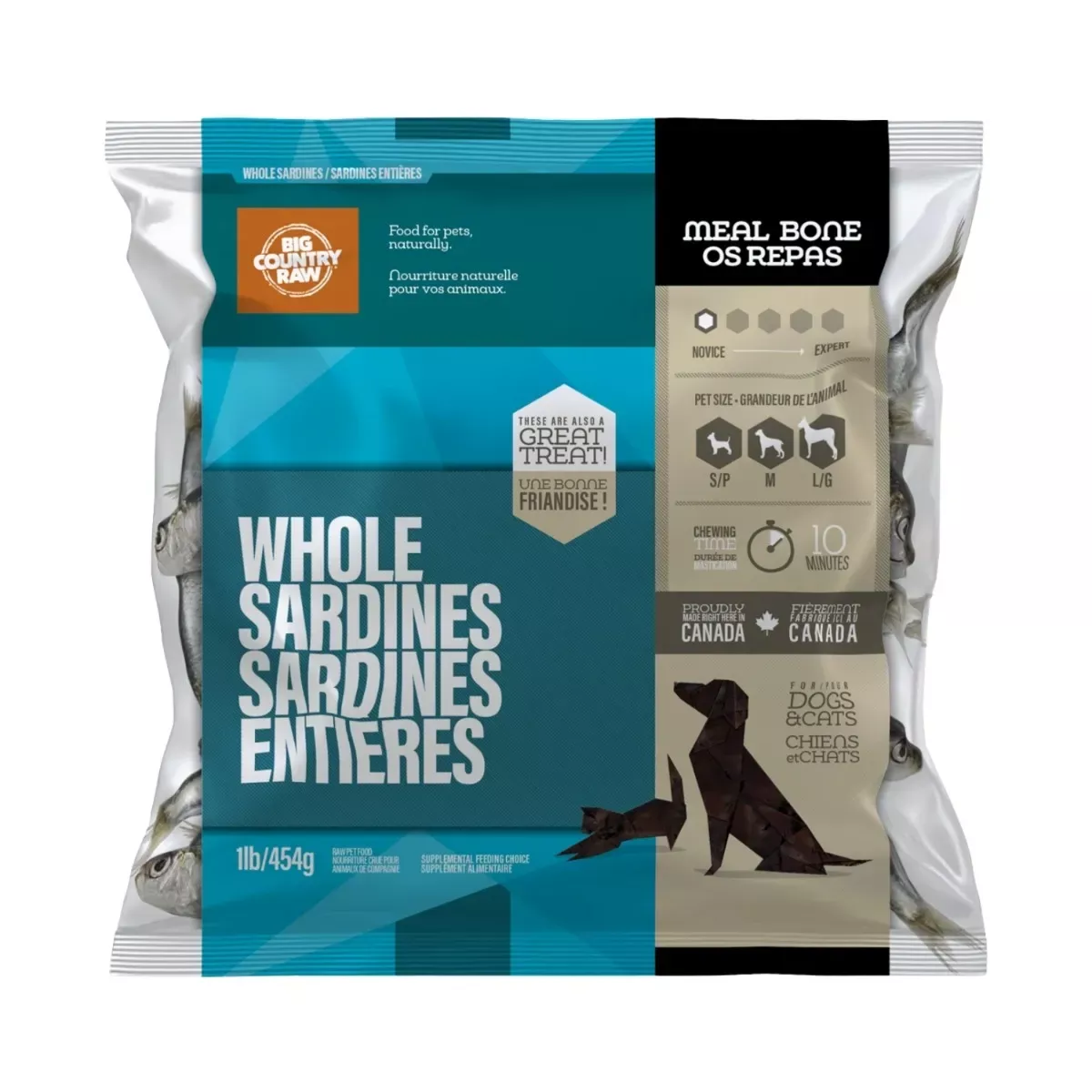 Big Country Raw Meal Bone for Pets - Whole Sardines