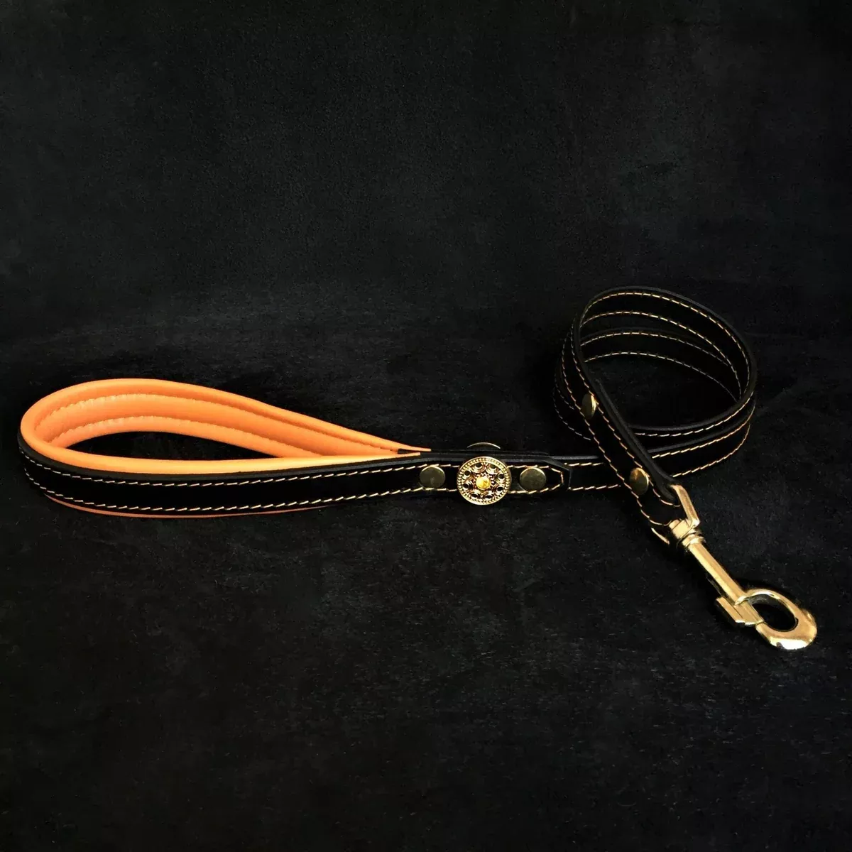 ''Bijou'' leather lead orange by Bestia