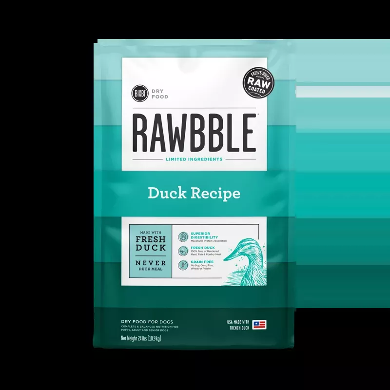 BIXBI Pet Rawbble Dry Food for Dogs – Duck Recipe