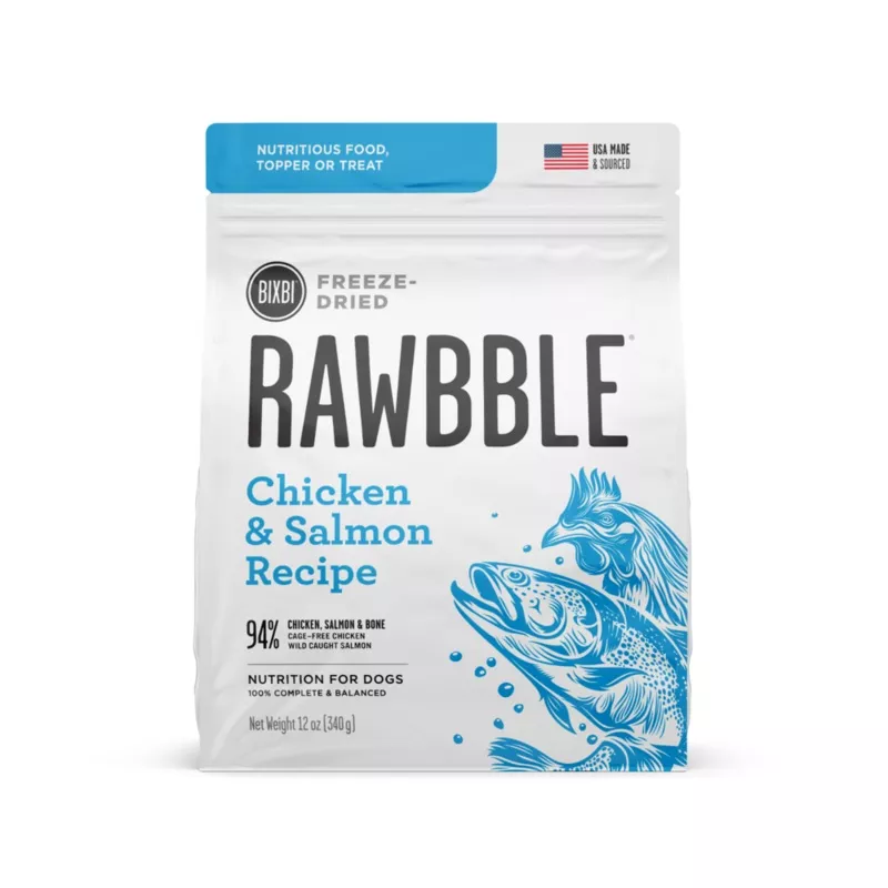 Bixbi Rawbble Freeze Dried Grain Free Chicken Salmon Recipe for Dogs 12oz