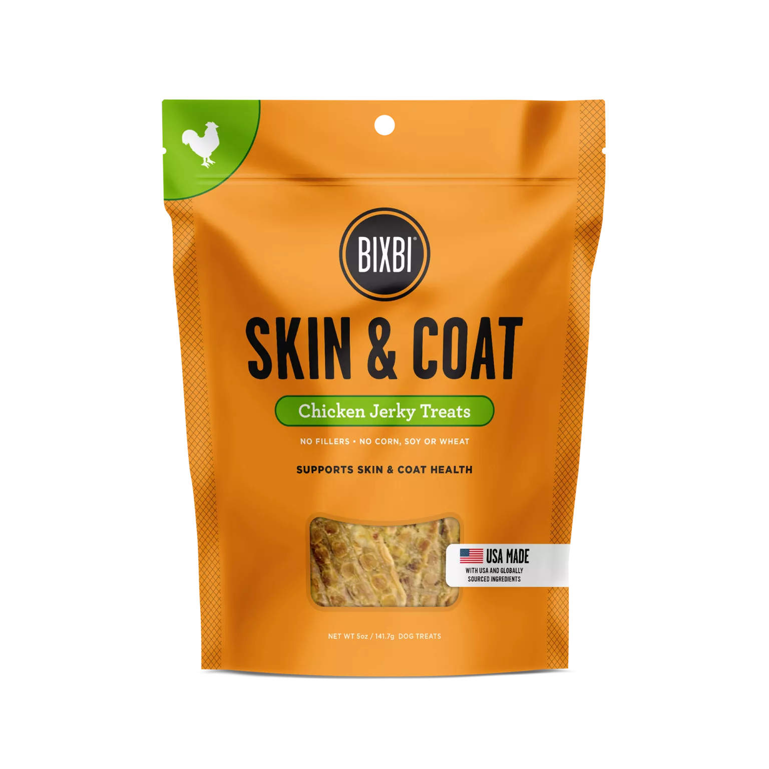 Bixbi Skin and Coat Treats - Chicken Jerky 10oz