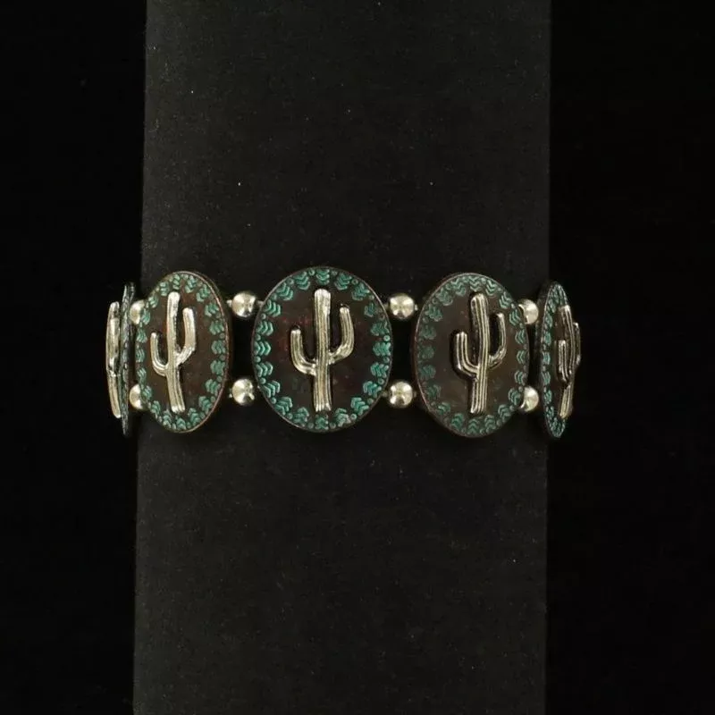 Blazin Roxx Cacti Discs Stretch BraceletPatina
