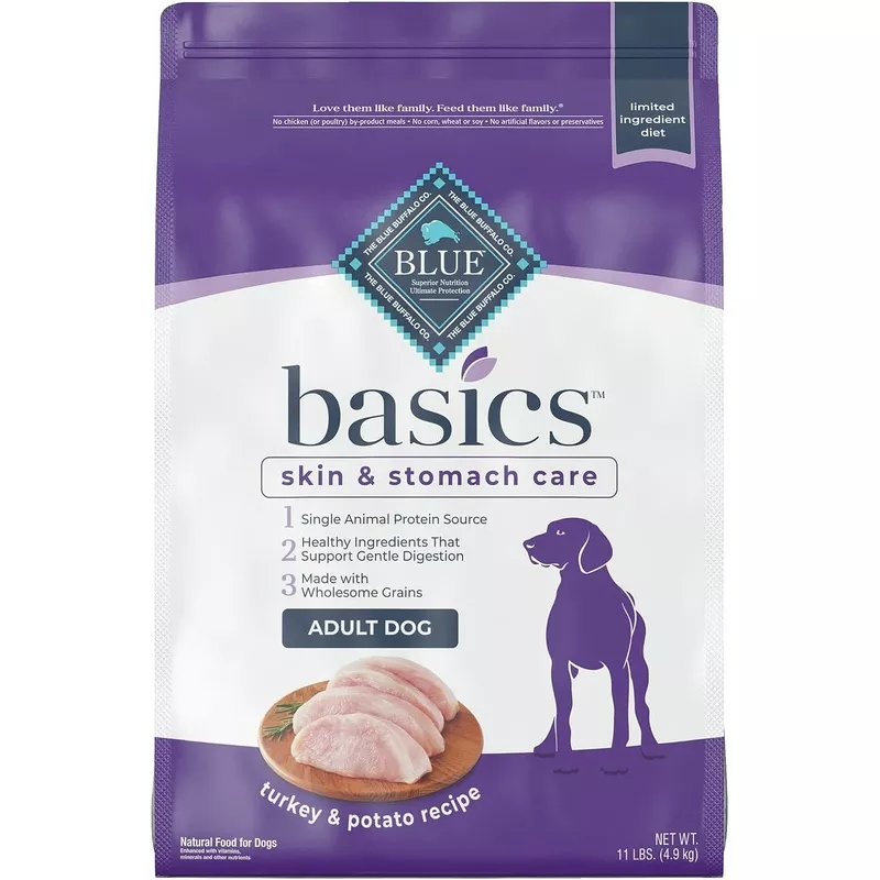 Blue Buffalo Basics Grain-Free Skin & Stomach Care, Turkey & Potato Recipe , Dry Dog Food