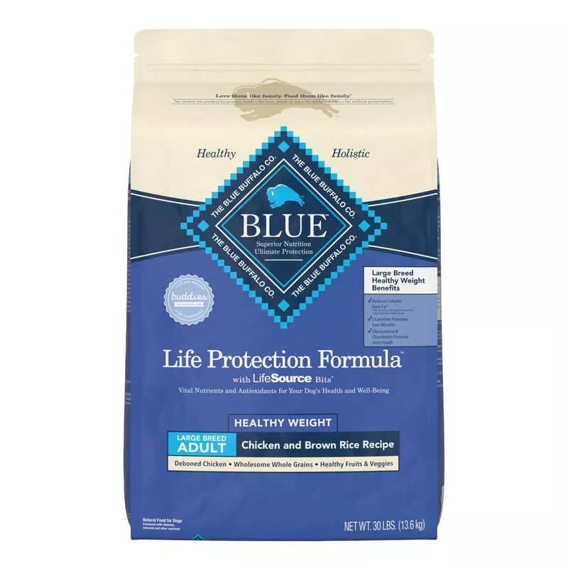 Blue Buffalo Life Protection Formula Large Breed Healthy Weight Chicken and Brown Rice Dry Dog Food for Adult DogsWhole Grain30 lb. Bag