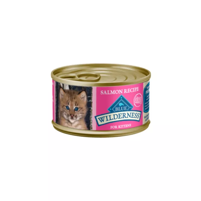 Blue Buffalo Wilderness High Protein Grain Free, Natural Kitten Pate Wet Cat Food, Salmon, 3-oz Case of 24