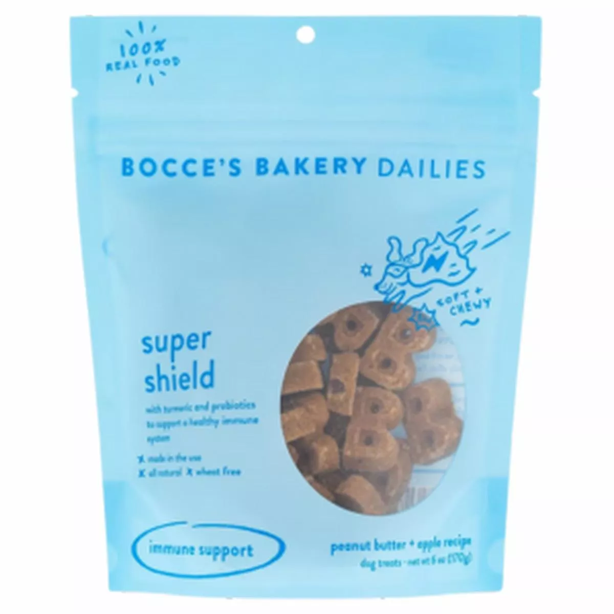 Bocce's Bakery Dailies Super Shield Peanut Butter & Apple Soft & Chewy Treats for Dogs