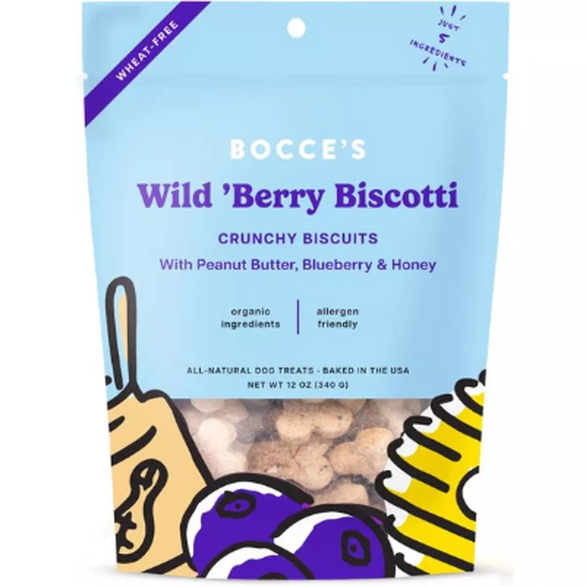 Bocces Bakery Wild Berry Biscotti Crunchy Dog Biscuits