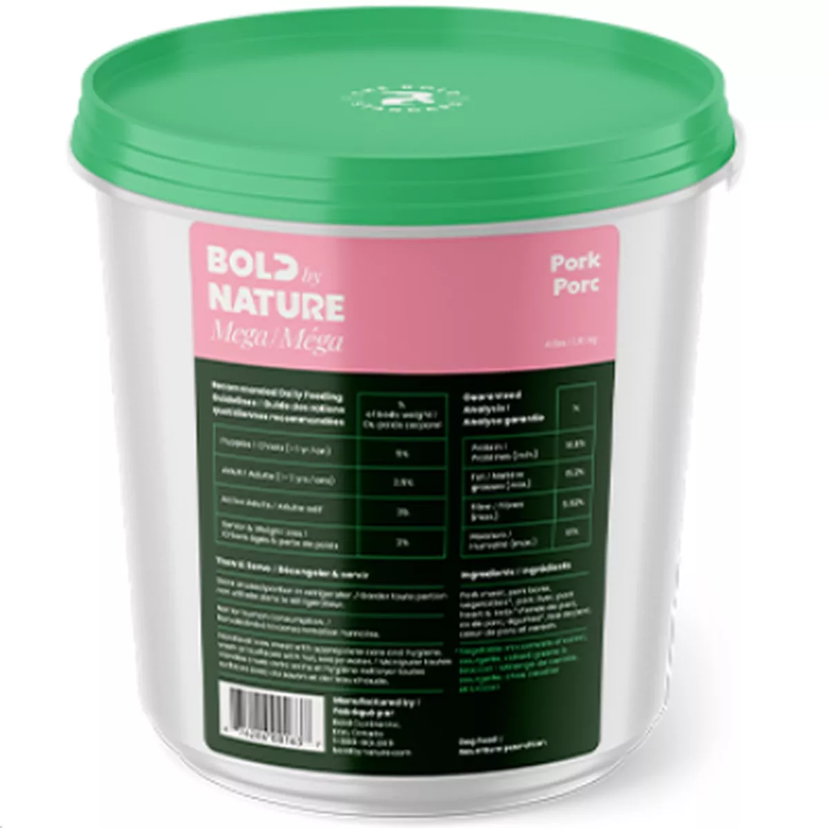 Bold By Nature Mega Pork Frozen Raw Dog Food LOCAL DELIVERY ONLY