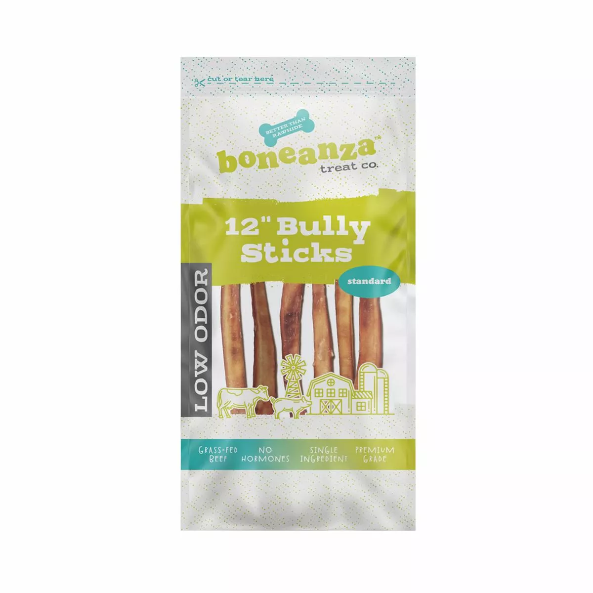 Boneanza Treat Co. Low Odor Standard Bully Stick 12" 6pk