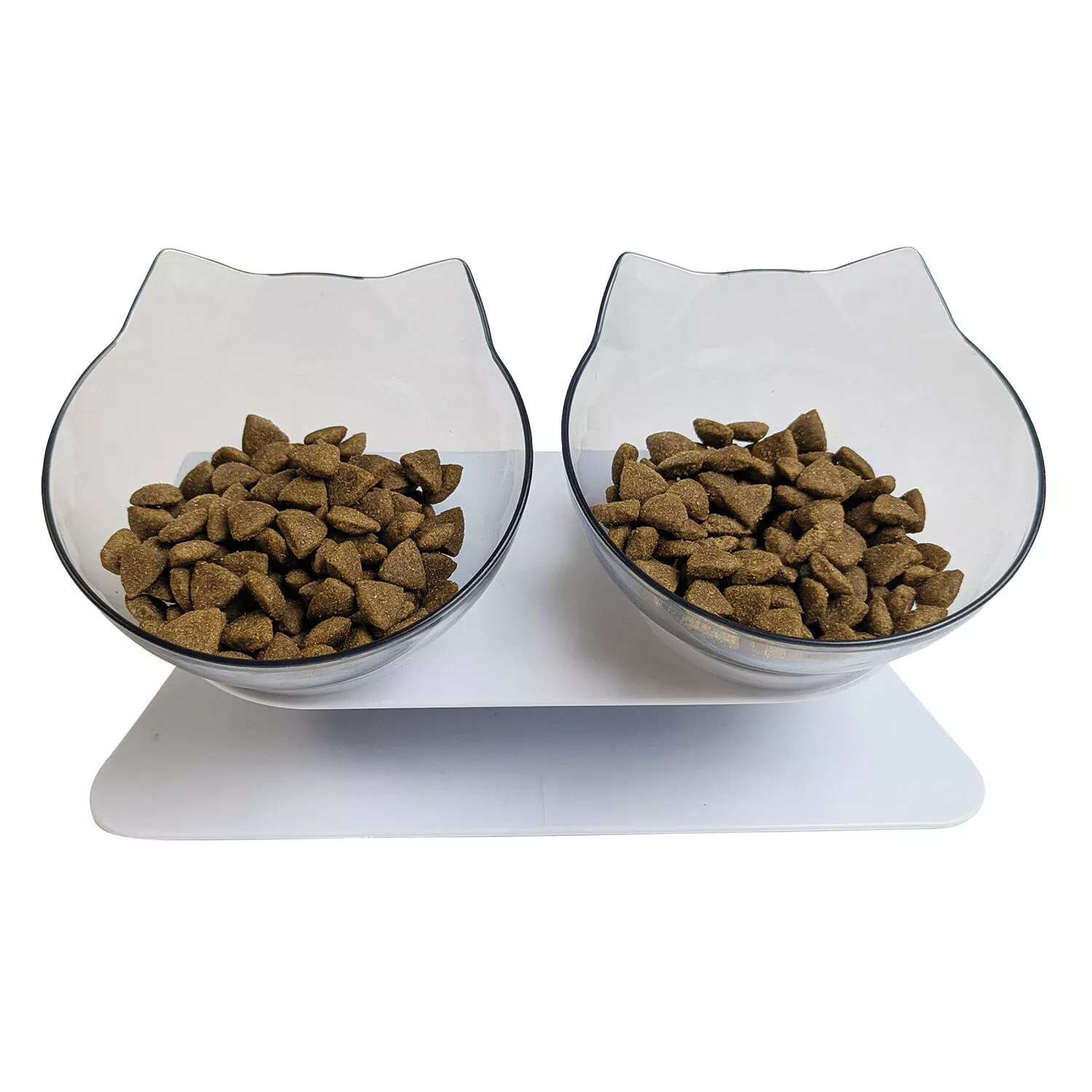 Brigade, Clear Inclined Double Bowl for Cats