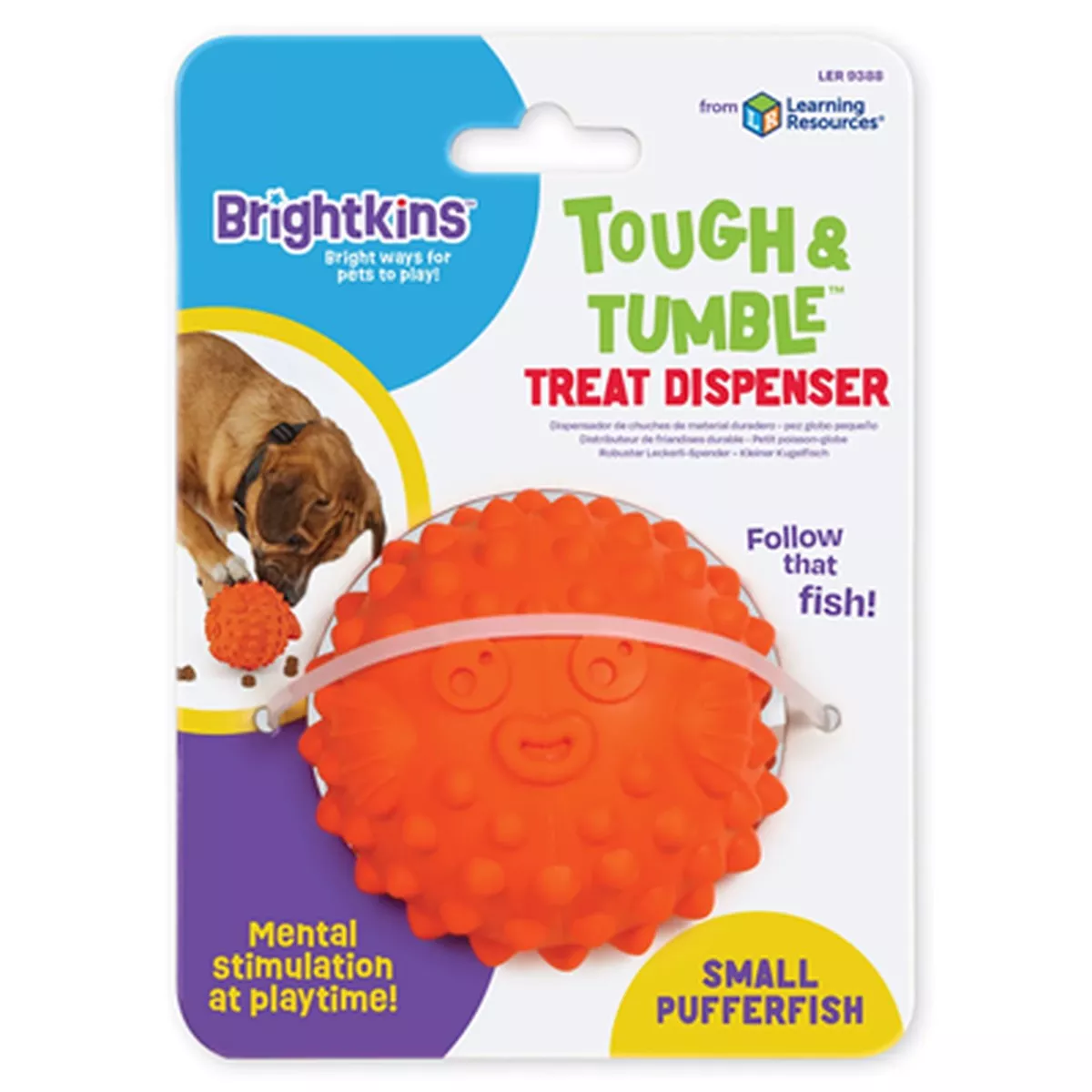 Brightkins Tough & Tumble Pufferfish Dog Treat Dispenser