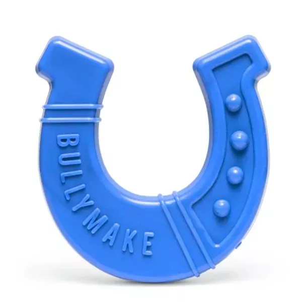 Bullymake Tough Chew Dog Toy - Blue Horseshoe with Bacon Flavour
