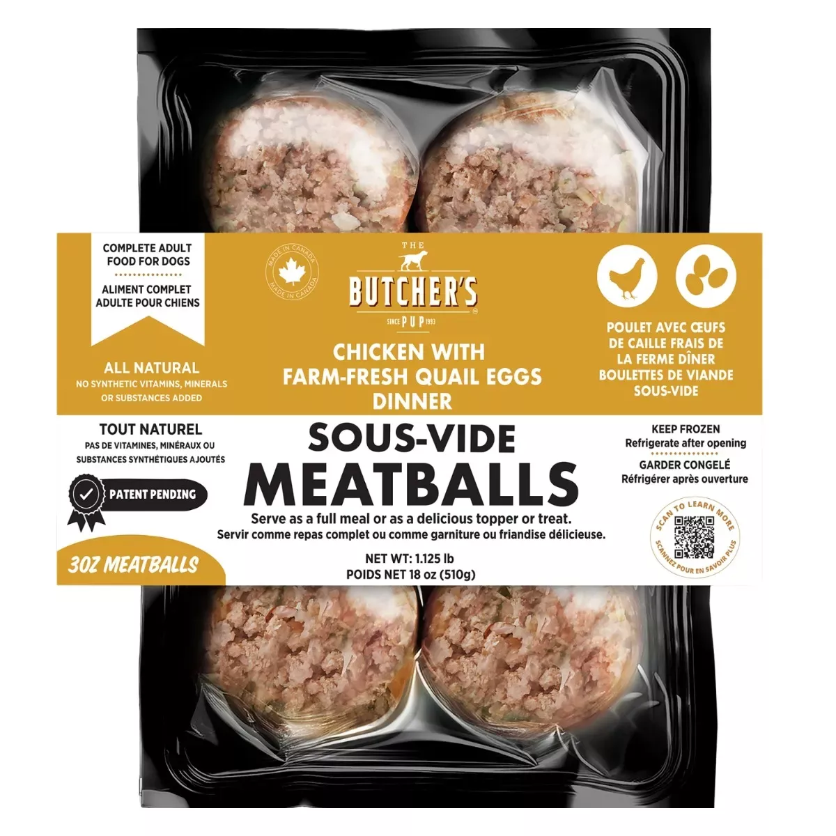 The Butcher's Pup Frozen Meatballs - Chicken & Quail Egg