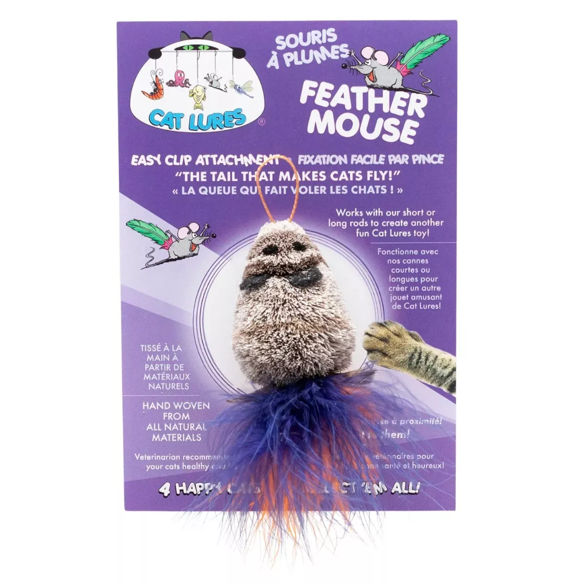 Cat Lures Wand Toy Attachment - Feather Mouse