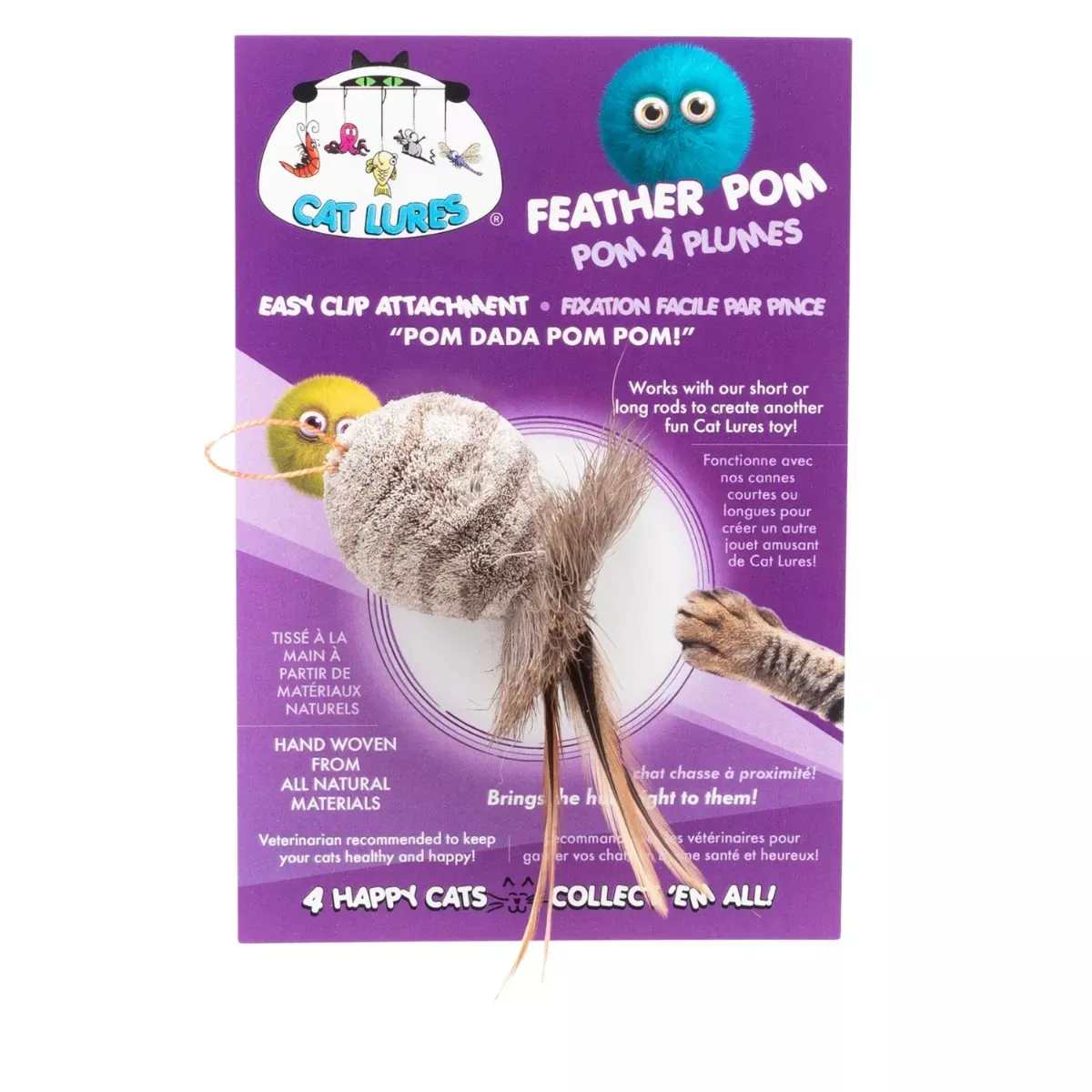 Cat Lures Wand Toy Attachment - Feather Pom