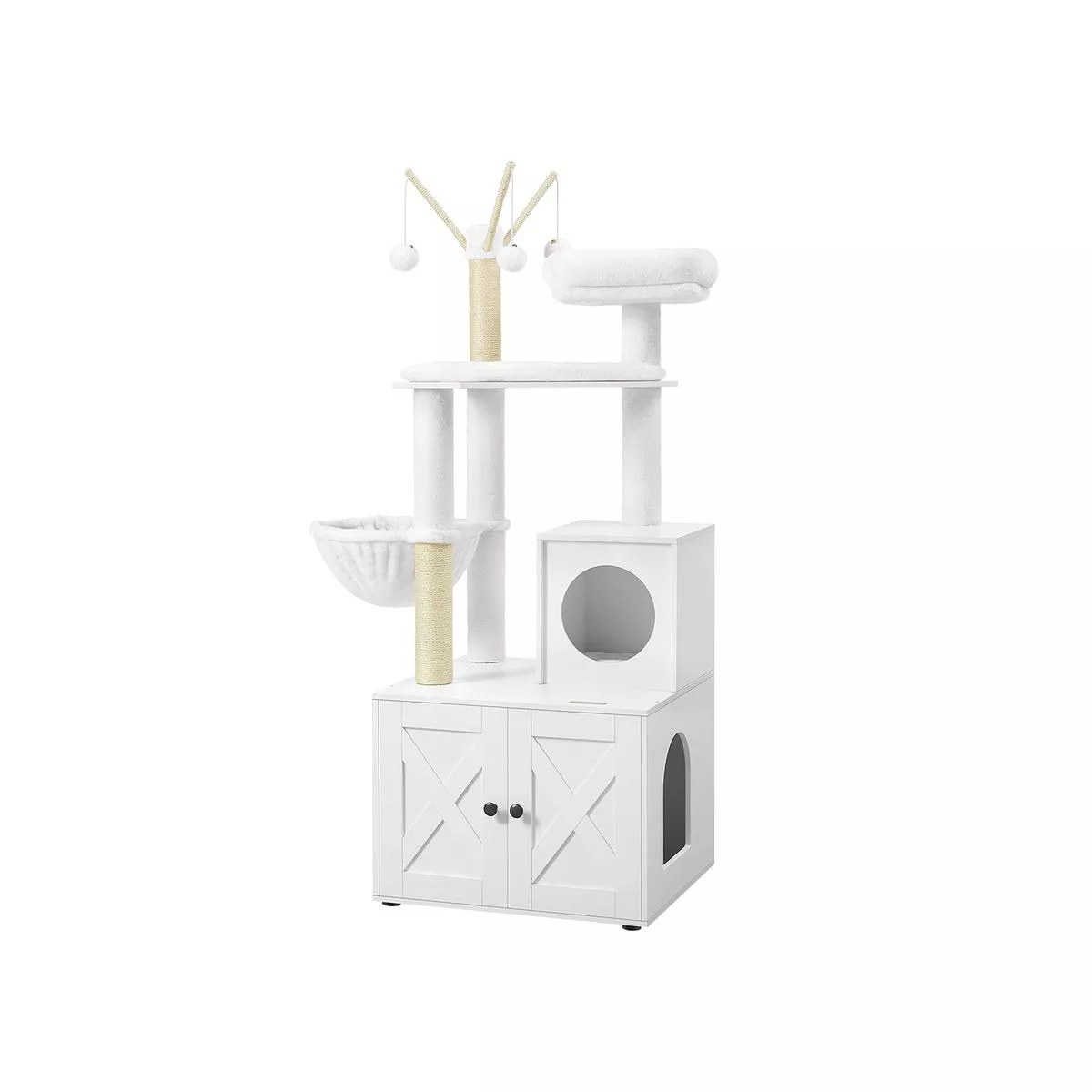 Cat Tree with Litter Box and Scratching Posts for Indoor Cats by Feandrea, Cloud White