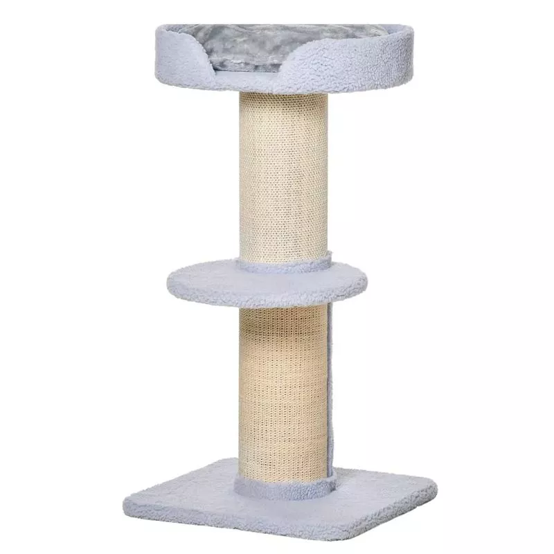 Cat Tree with Scratching Post, Bed, Cushion, Perch, 18″ x 18″ x 36″, Light Blue