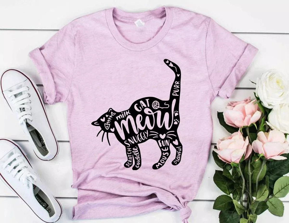 Cat And Words T-Shirt