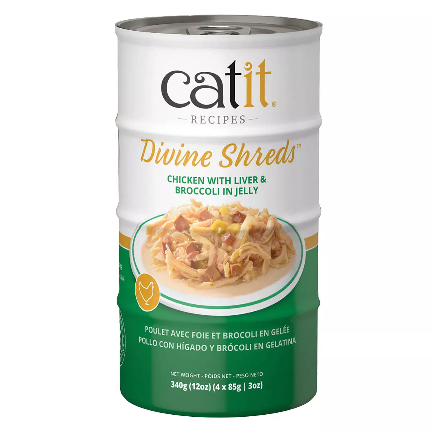 Catit, Divine Shreds in Jelly - Chicken withLiver & Broccoli - Wet Cat Food - 85g x 4pk