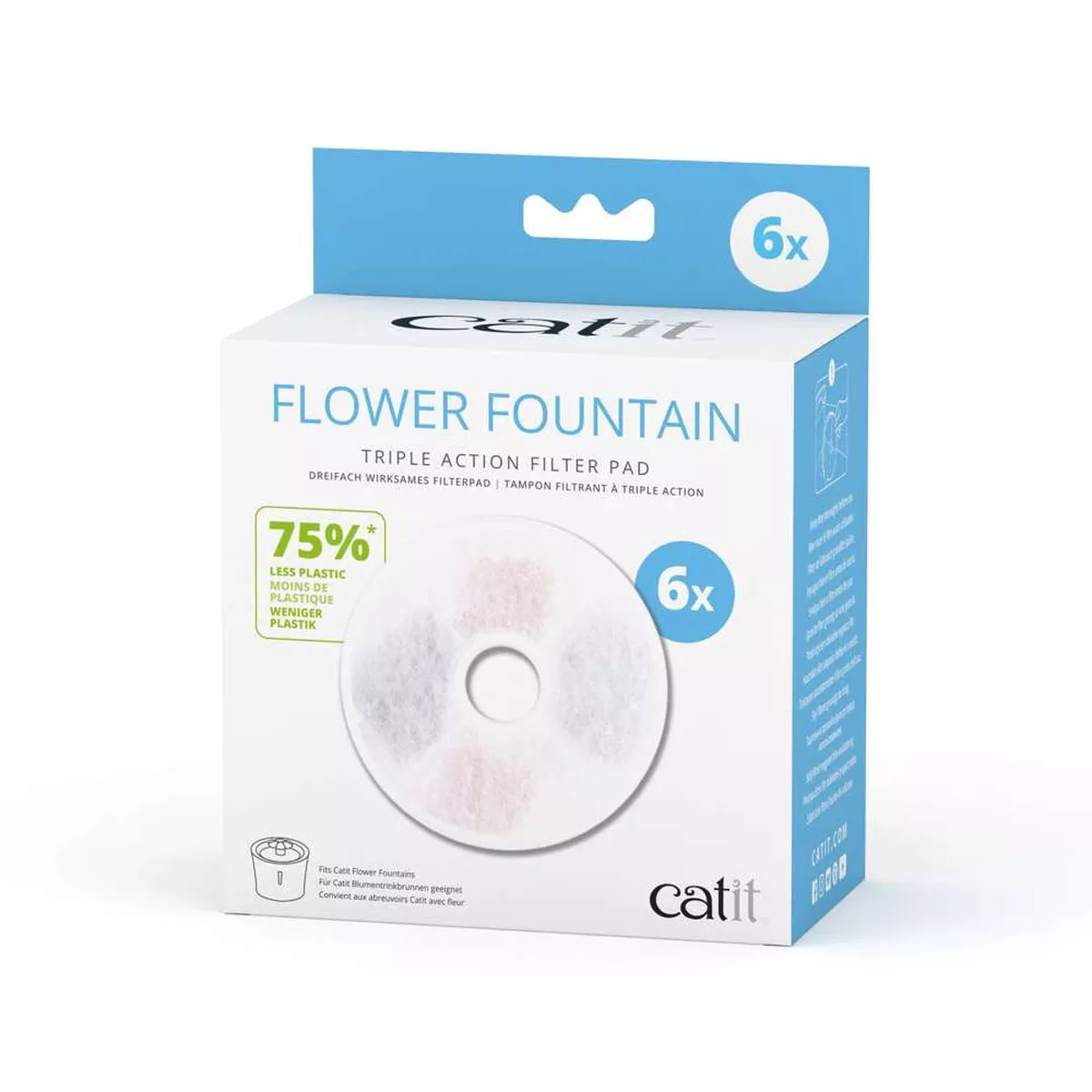 Catit Fountain Frameless Triple Action Filter 6 Pack